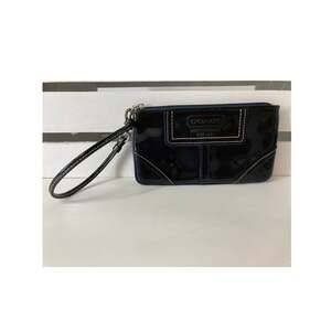 COACH SMALL NAVY PATTON LEATHER WRISTLET, WALLET